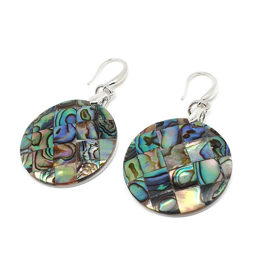 Paua earrings rainbow abalone - paua,