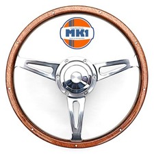 Classic Austin Mini Cooper 13" Polished Woodrim Steering Wheel Boss Horn Kit