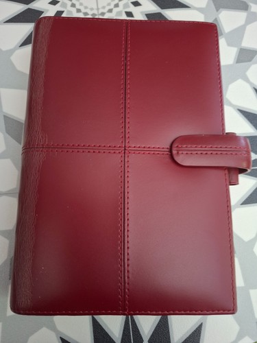 Red italian leather filofax - leather,