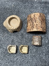 Reptile Tank Accessory Bundle – Bark Hides & Food Water Dishes Vivarium