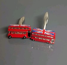 Red Double Decker London Bus Cufflinks English Flag BU14