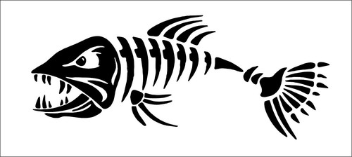 Large skeleton fish vinyl car - skeleton,