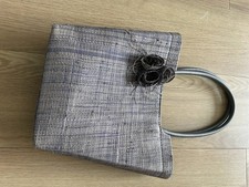 Straw/raffia Handbag In Silvery Grey.  Made by Aura Bella