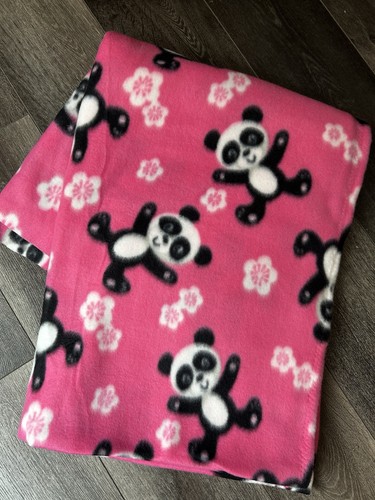 Fleece fabric pink with panda - fabric,