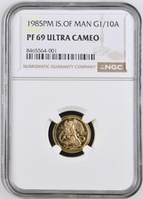1985PM Isle of Man Gold Proof Angel 1/10oz NGC PF69UC