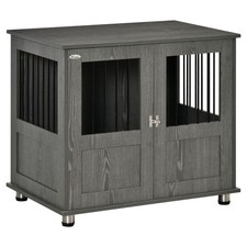 PawHut Dog Crate Kennel Cage for Small Medium Dog, Indoor End Table, Grey