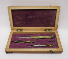 Boxed Vintage Draughtsman's / Surveyor's / Architect's Brass Compass Set