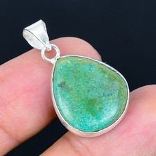 Chrysocolla Gemstone Handmade Antique Design Pendant Jewelry Gift 1.26"