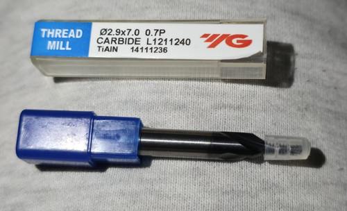Carbide thread mill 2 9mm - carbide, yg