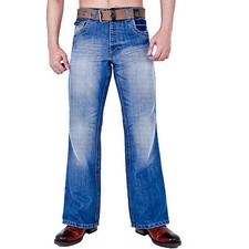 MENS BOOTCUT DENIM JEANS WIDE