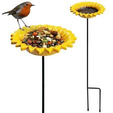 2 x CAST IRON YELLOW SUNFLOWER GARDEN ORNAMENT BIRD DISH SEED FEEDER DISH BATH