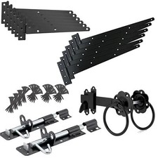 Driveway Gate Hinge Packs 450mm or 600mm Latch Hinge & Pad Bolts Heavy Duty