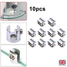 10pcs Glass Shelf Support Clamp Brackets Clip Chrome Shelves 6-8mm Clip Tool UK