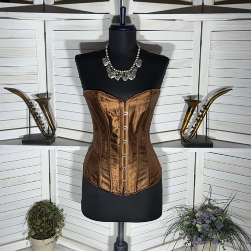 Nwot brown satin corset - corset, top