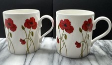 2 X Fine Bone China Poppy Design Coffee/ Tea Mugs Guildcrest Classic Collection.