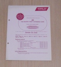MORRIS SIX Fitting Instructions Illustrated Guide HMV RADIO 1951/52