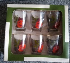 Vintage Set 6 Rose Decorated