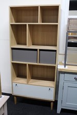New MADE.COM Campton Grey & Oak Drawer Bookshelf Display Unit Storage Cabinet