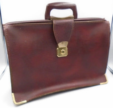 Vintage Cheney Doctors Gladstone Bag Briefcase Burrow Brown Faux Leather