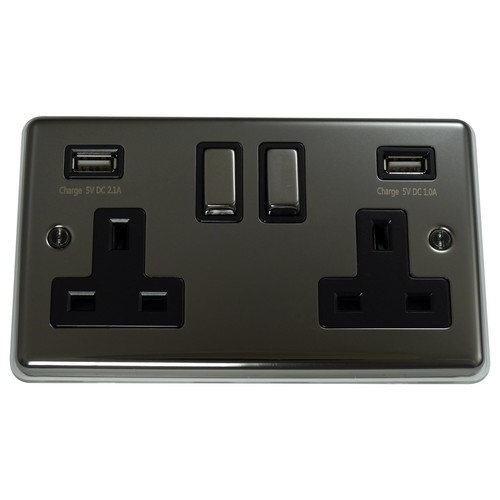 Black nickel light switch plug - nickel,