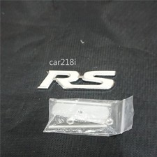 1x White Silver Chrome RS Metal Front Grille Emblem Badge Sports Coupe Motor Car