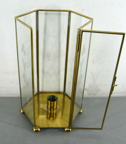 Brass etched glass lantern - etched,