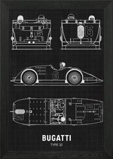 Bugatti Type 32 Framed Wall