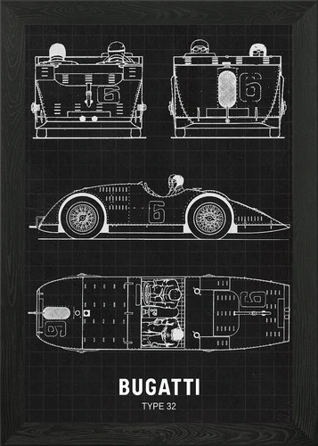 Bugatti type framed wall - type, 32