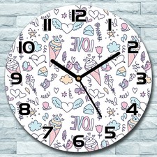 Glass Wall Clock Girly Ice