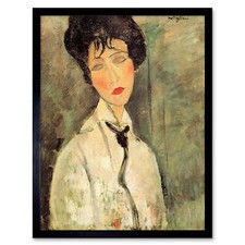 Amedeo Modigliani Portrait Woman With Black Tie Old Painting 12X16 Framed Print