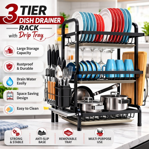 Tier dish drainer rack - dish,