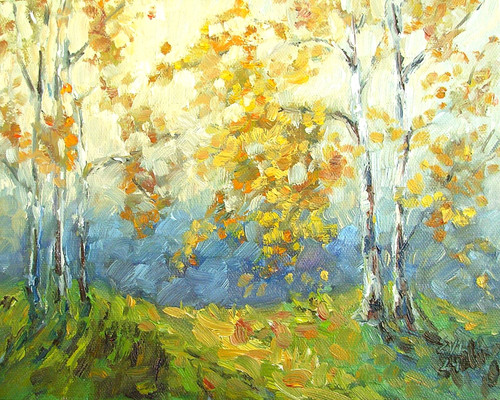 Birch trees original - original, oil