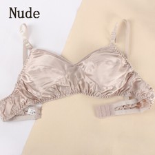Womens Shiny Satin Silk Bra Ultra-thin Triangle Bralette Wireless Tops Underwear