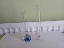 Vintage Jaffe Rose Art Glass Blue Bubble Bud Stem Vase Modern Test Tube Vase