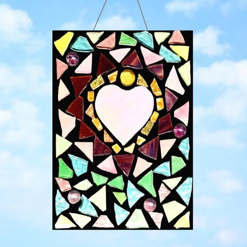 Pastel heart stained glass - pastel,