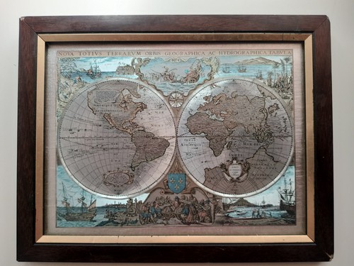 Framed vintage style world map - style,
