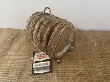 Vintage Queen Anne Silver Plated Coaster Set with Rack Ornate