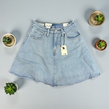 Denim Mini Skirt Levis Mini Flounce Skirt Blue Mid Rise A Line Skirts Size 23
