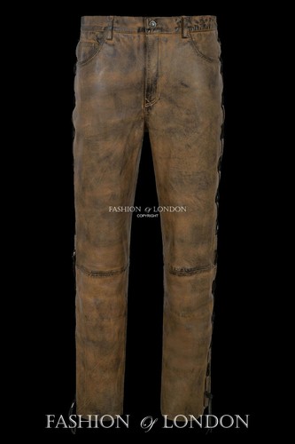 Men leather biker trouser - men's,