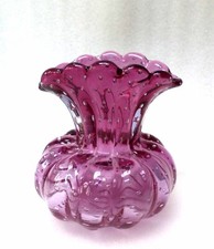 MURANO  VENETIAN  SEGUSO  VETRI  PURPLE  BULLICANTE  ART  GLASS  BOWL  VASE