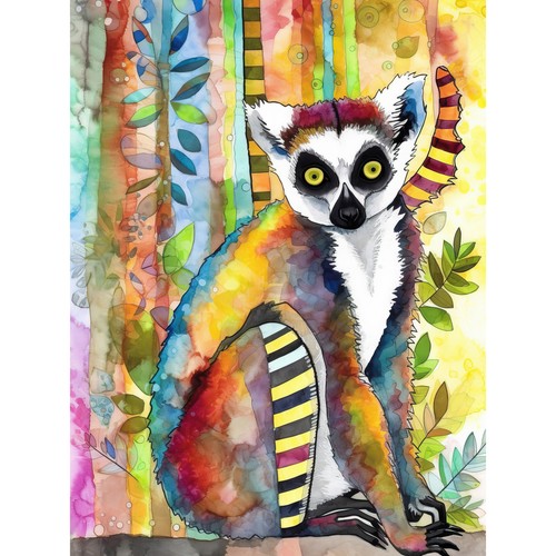 Lemur vibrant portrait modern - vibrant,
