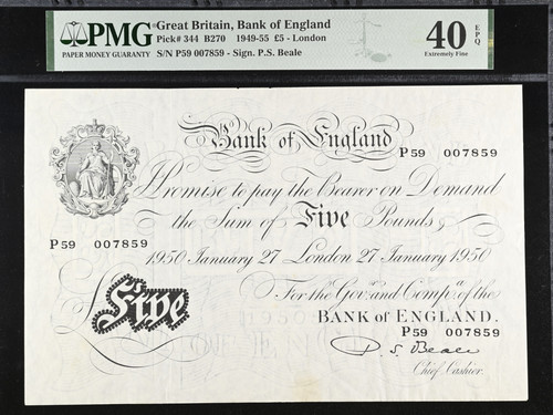 White five pound note - £5,