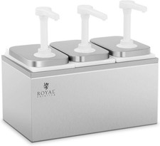 Royal Catering Condiment Dispenser Sauce Pump Dispenser Takeaway 3 Pumps 3 x 2L 
