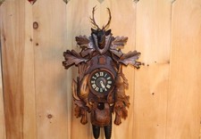 Large 8 Day German Black Forest Hunter Cuckoo Clock ~ Beautiful Condition ~ Runs