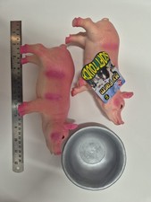 Soft Touch Small Farm Animal Pig Squeeze Toys Plus Bowl