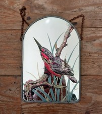 Vintage Small Arched Wall Mirror With Bird Design 8"