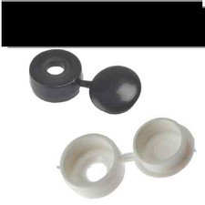Quality Hinged Plastic Screw Cover Caps, White / Black, Free P&P