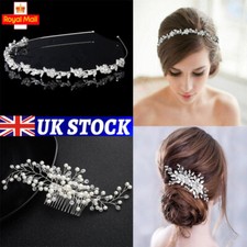 Bridal Flower Wedding Hair Comb Diamante Crystal Pearl Clip Slide Hairpiece Prom