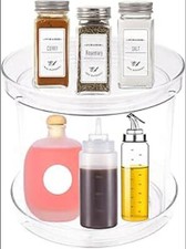 2 Tier Lazy Susan,Turntable Storage,Clear Spices Organizer, Kitchen Turntable Sp