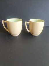 2 x Branksome Pottery Two Tone Graceline Tea / Coffee Cup  Oatmeal Green